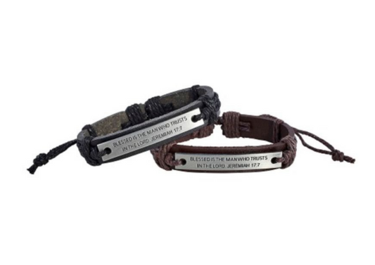 Blessed is the Man Leather Bracelets (Choose from Brown or Black)