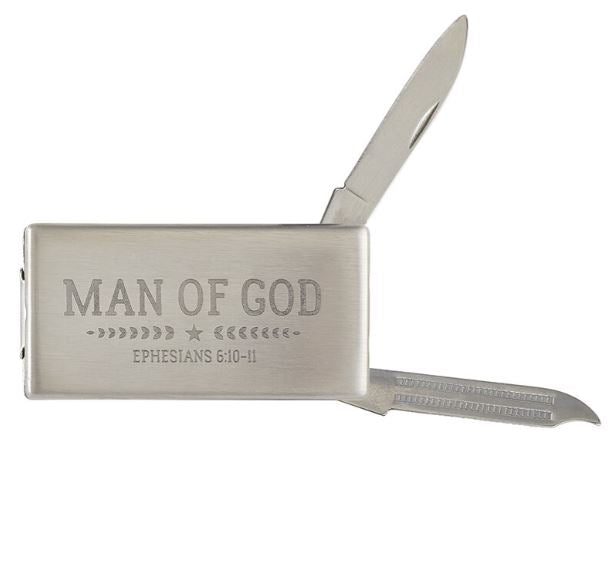 Man of God Money Clip w/ nail file and Knife