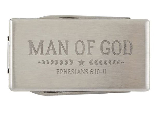 Man of God Money Clip w/ nail file and Knife