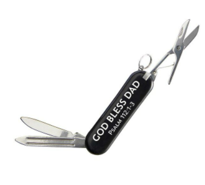 God Bless Dad Multi-Tool Pocket Knife with Card Keychain