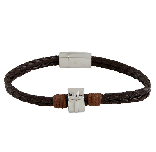 Brown Woven Cross Bracelet