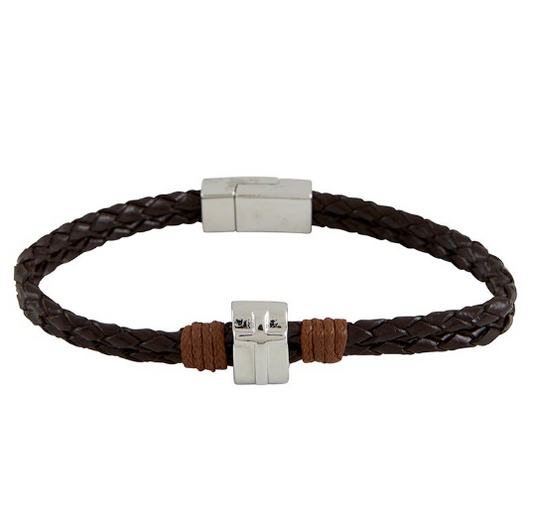 Brown Woven Cross Bracelet